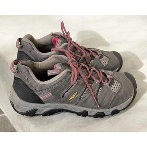 KEEN Hiking Shoes Women US 9.5 Dark Grey Red Waterproof Trail Outdoor Adventure